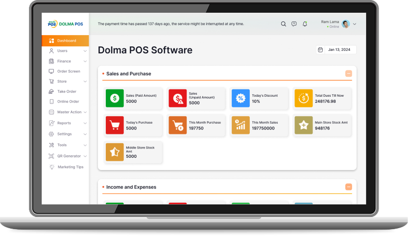 DolmaPOS dashboard illustration